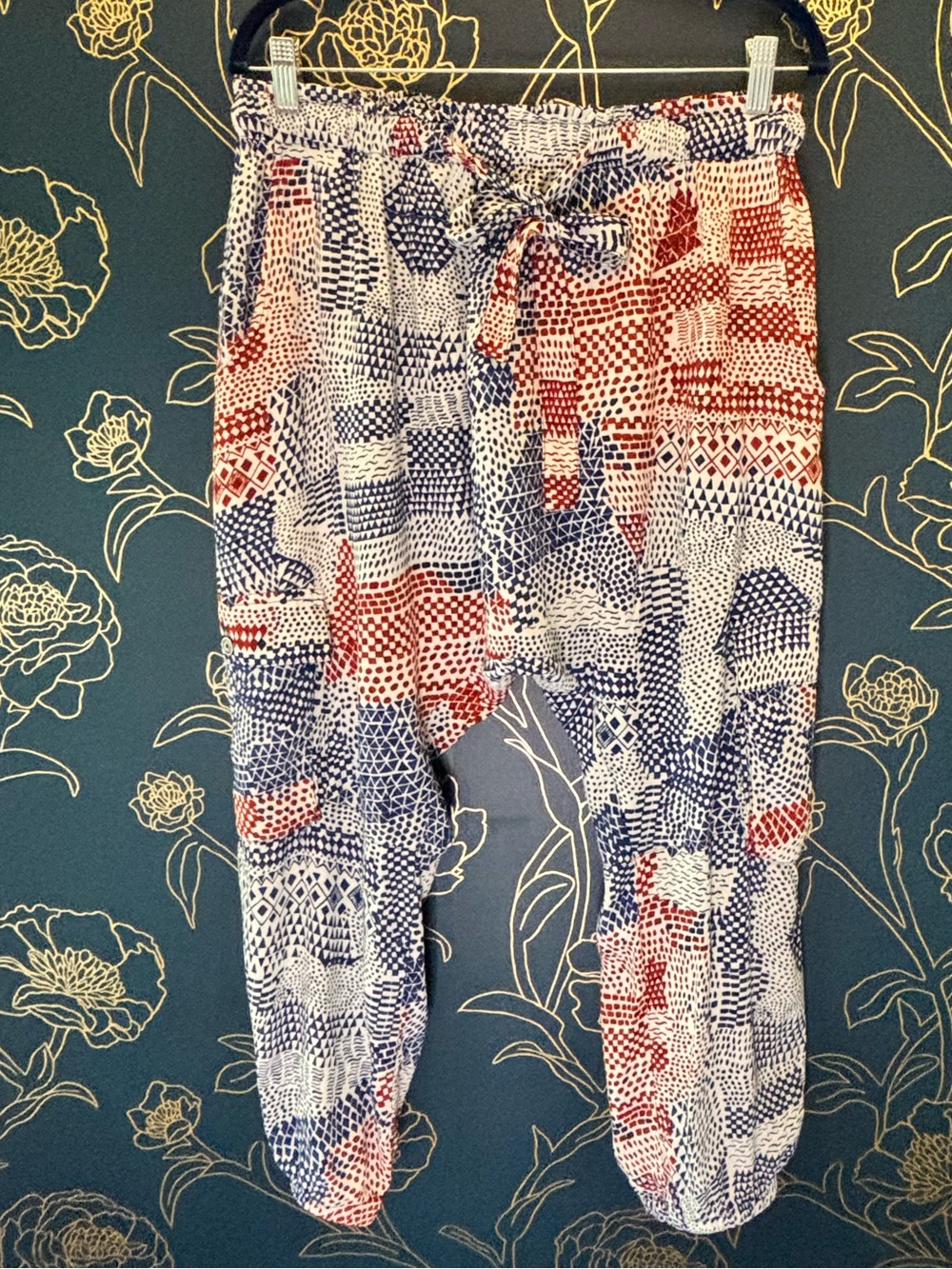 ANTHROPOLOGIE viscose CROP CARGO PANTS by HEI HEI women’s medium PRINT   pocket